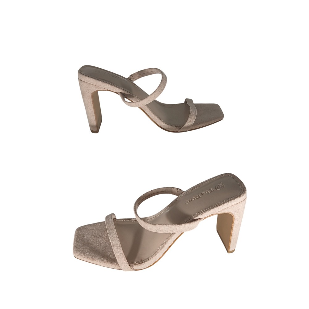The Drop Avery Square Toe Two-Strap Block Heel Sandal Blush Pink Womens 6.5